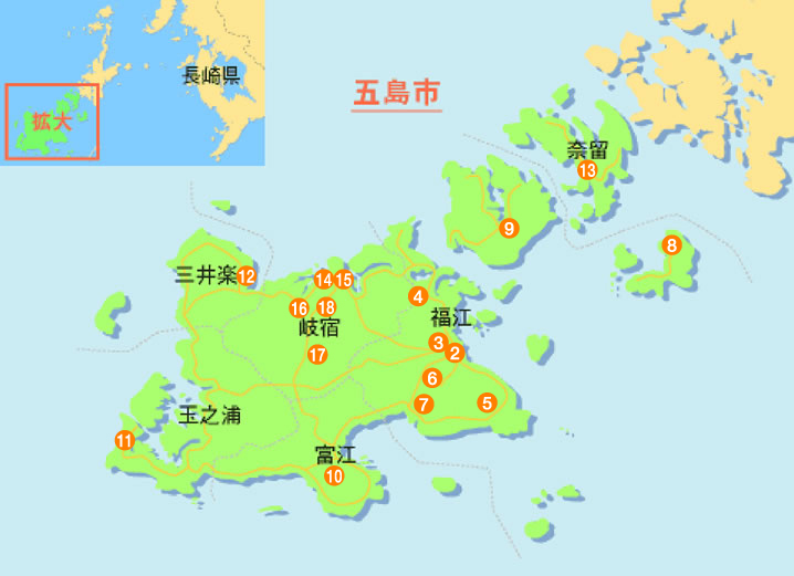 公民館の分布を表す地図