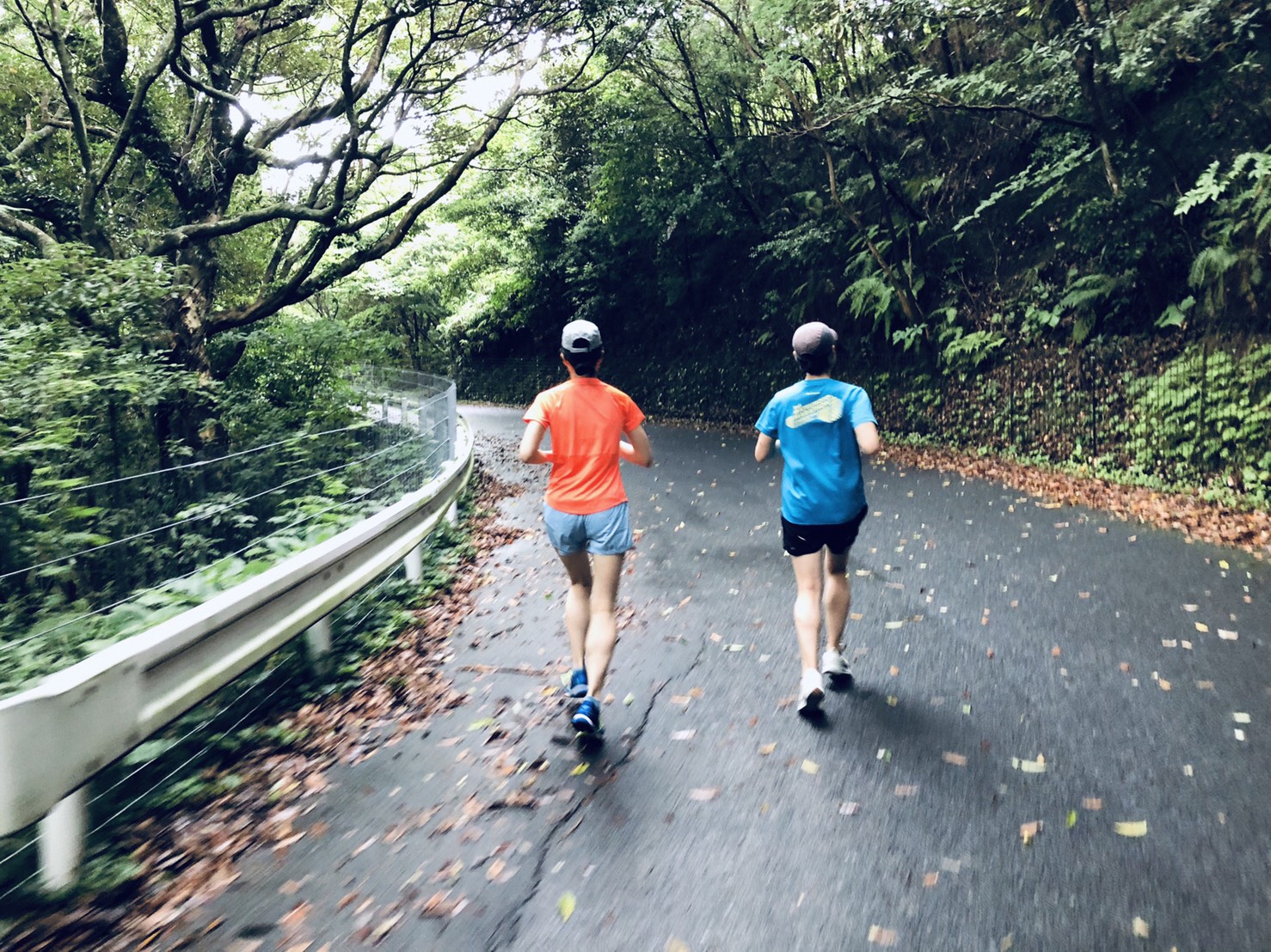 山道をランニングの画像