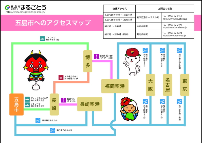 五島市へのアクセスマップ