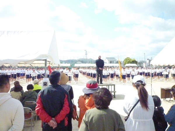 福江中学校運動会の開会式
